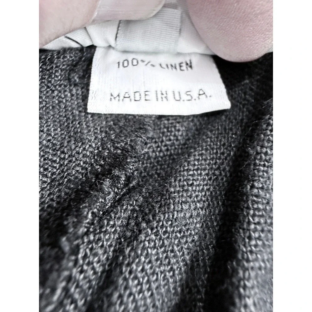 Bryn Walker Black Linen Wide Leg Cropped Pants Ankle Pockets Button Detail L USA - Picture 6 of 15